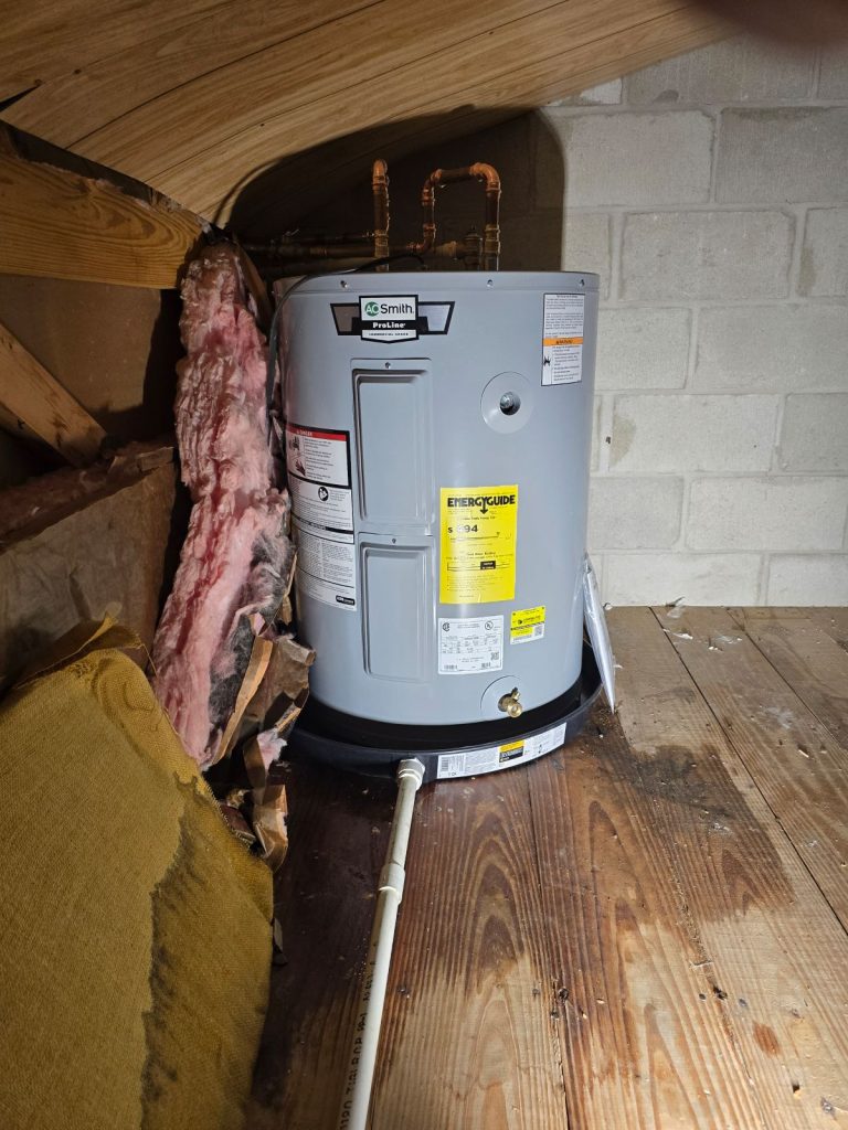 Water heater repair in progress
