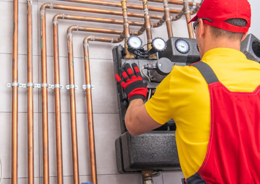 plumber inspecting water system